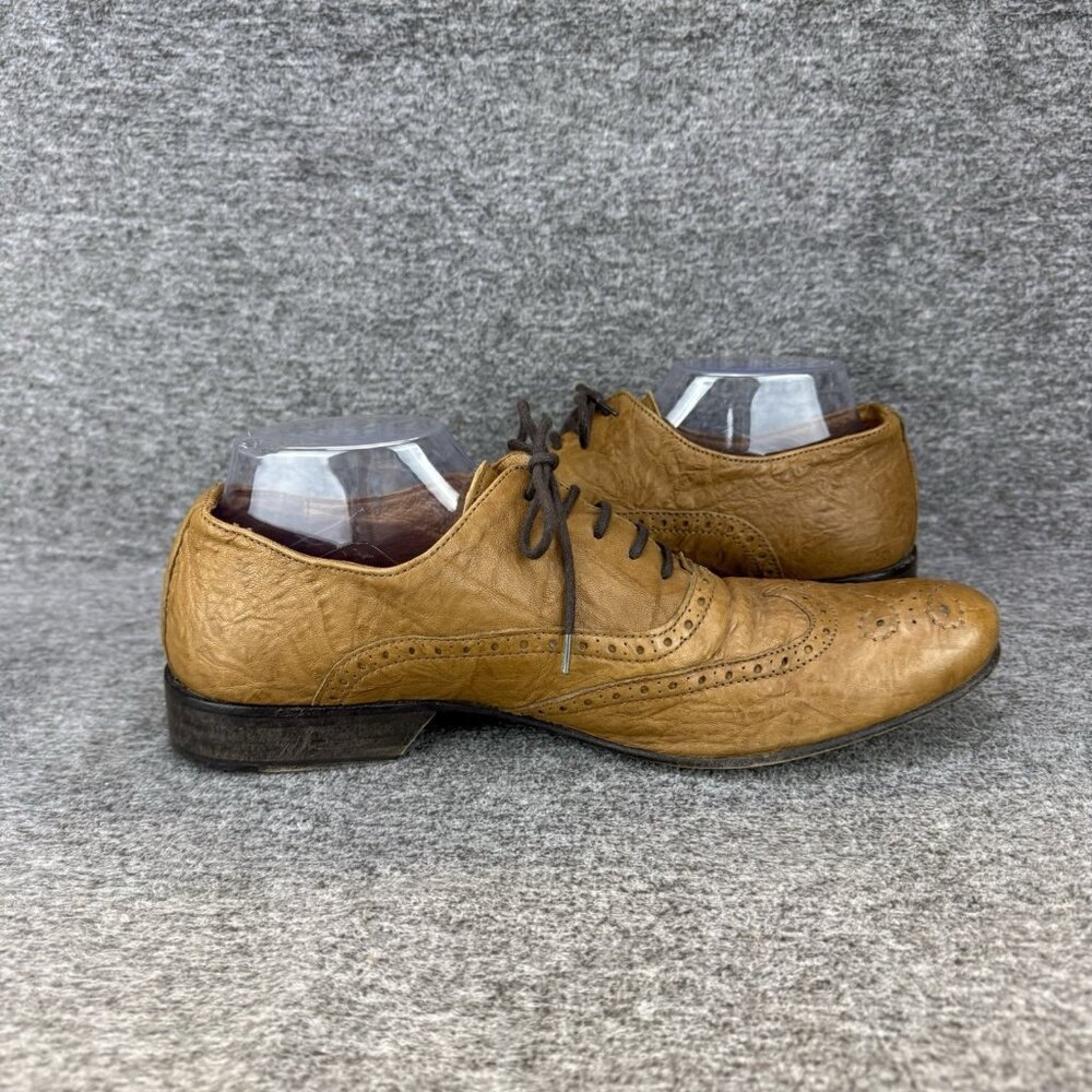 ✅ Mens 9 Aldo Oxfords Soft Brown Leather Wingtip Embroidered Lace Up Dress Shoes - Picture 10 of 11